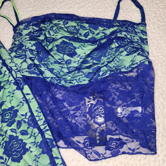 NWT Dolls Kill Gorgeous Purple, Green , Midi Crop Top Skirt Set 💜 - Picture 6 of 12